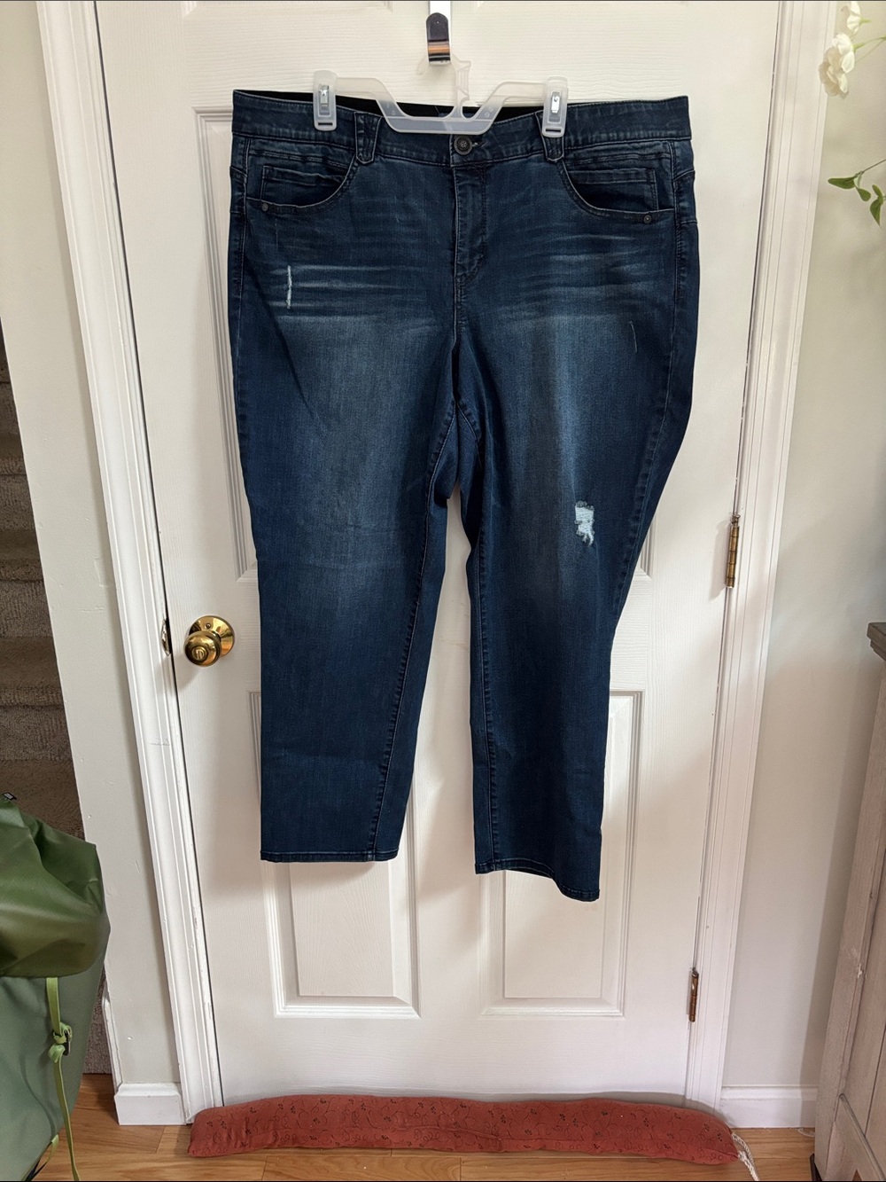 Democracy Dark Blue Cropped Stretch Jeans - Ankle Length